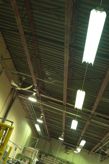 Low angle view of ceiling in warehouse
