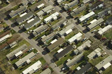 Aerial view of mobile homes in Grove Beach, Connecticut