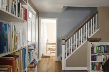 Bookshelves and stairway