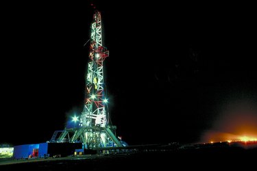 Oil rig at night