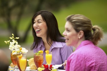 Women eating outdoors