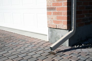 Downspout on corner of building