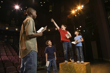 Students practicing a play