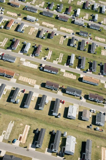 Aerial view of trailer park in Indiana