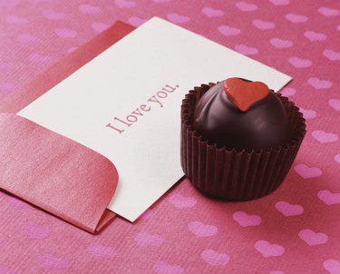 Chocolate Truffle With a Card Saying I Love You