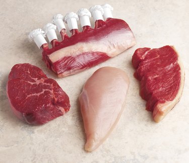 Raw cuts of poultry and red meat