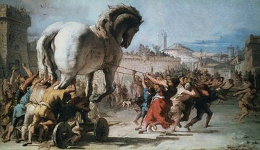 The procession of the wooden horse of Troy painting by Tiepolo