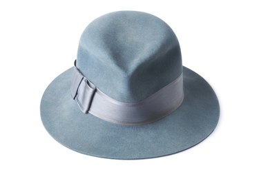 blue male felt hat isolated on white background