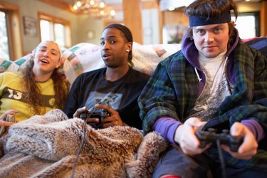 Young people playing video games