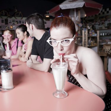 In the '50s, girls of all ages often wore cat eye glasses.