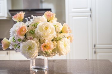 flower on kitchen table