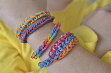 Little boy with loom band bracelets