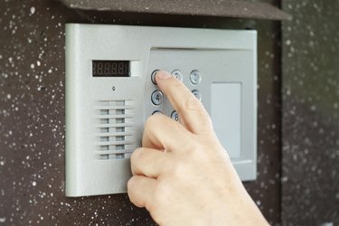 finger pushing button of  intercom