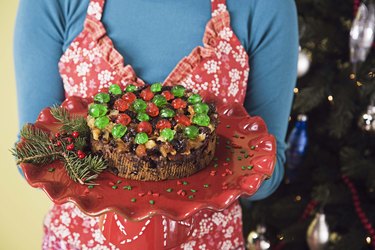 Woman with holiday cake