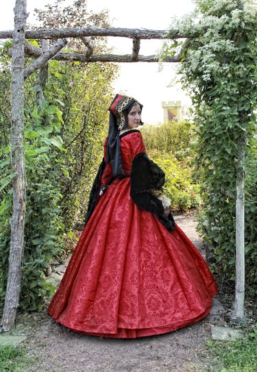 Young Woman in Red Renaissance Dress