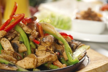 original fajita sizzling hot  on iron plate