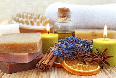 Home-made soap in wellness still life