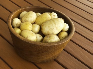 Potatoes in Wooden Bowl