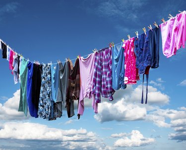 clothes hanging to dry