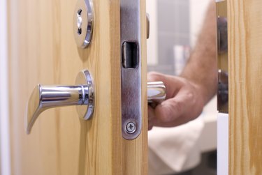 Double Lock Cylinder Security Door Lock on Both Side Silver for Wood Doors