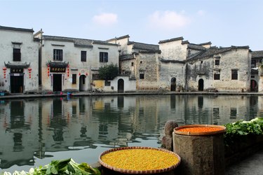 Day view of residential houses in Hongcun,Anhui province,China