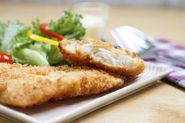 Fried fish fillet with vegetables