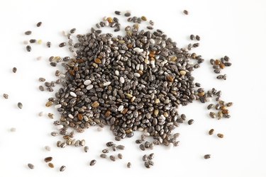 Chia seeds, detail on white background