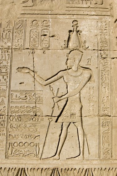 "Ancient Egyptian Pharaoh carving, Dendera Temple, Egypt"