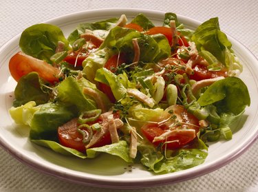 Mixed Green Salad with Ham Strips