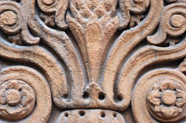 Close-up of carved sandstone