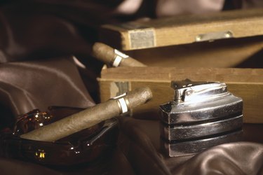 Cigars with lighter and ash tray