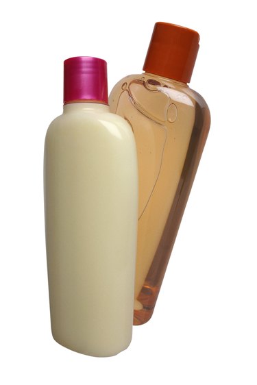 Shampoo and conditioner, in bottles