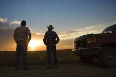 Men watching sunset
