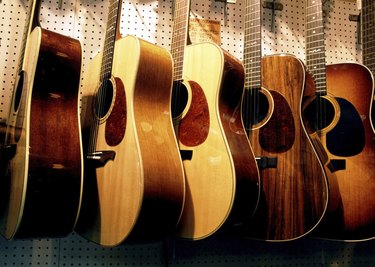 Acoustic guitars on display