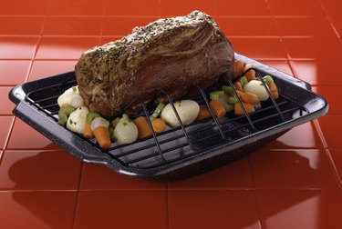 Roast and vegetables on broiler