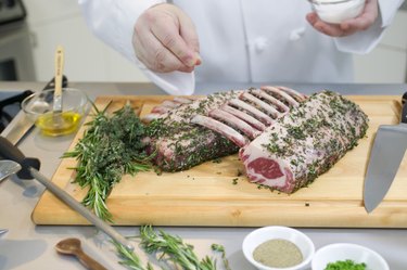 Chef with rack of lamb
