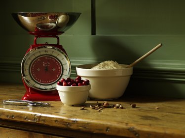 Baking ingredients sit on table