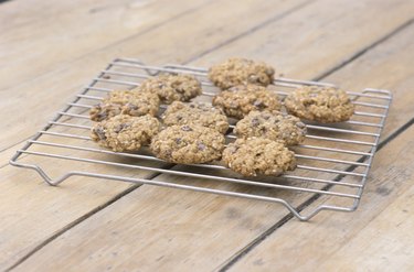 Oatmeal cookies cooling on rack