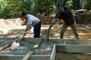 Pouring deals concrete slab