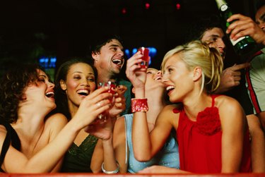 Group of young people toasting