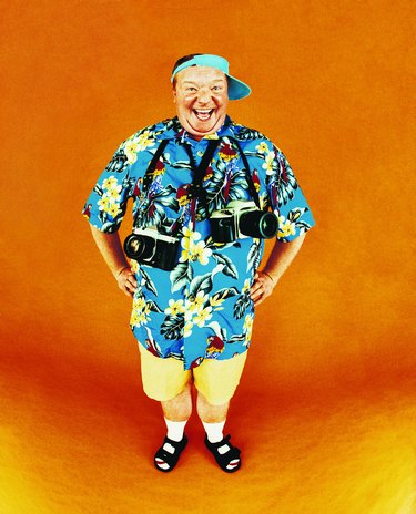 tourist tacky costume accessorize binoculars visor cameras getty easy