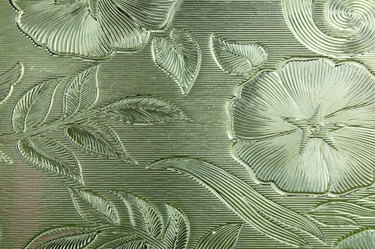 Flowers etched in glass