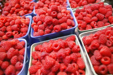 Raspberries in cartons