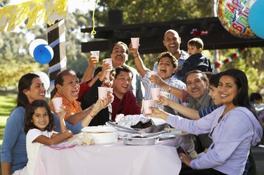 Extended family having party in park