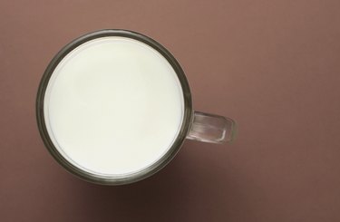 High angle view of a cup of milk