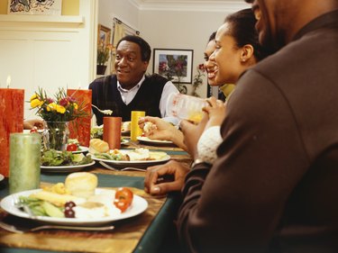 Family eating thanksgiving dinner