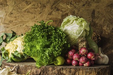 still life  Vegetables, Herbs and Fruit.