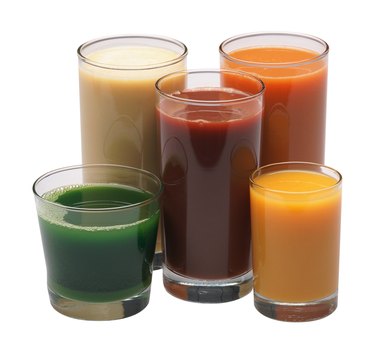 Glasses of fruit and vegetable juice