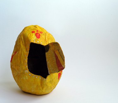 toy easter egg made with papier mache