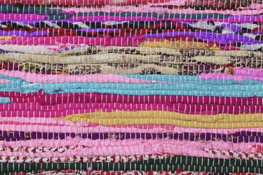 Recycling, handmade colorful ethnic retro rug